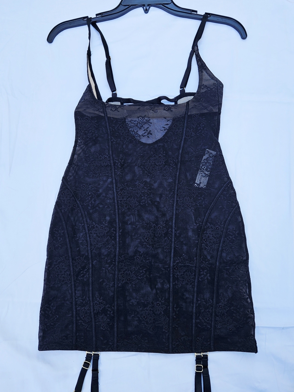 Triumph Black Lace Chemise with Garter Straps S